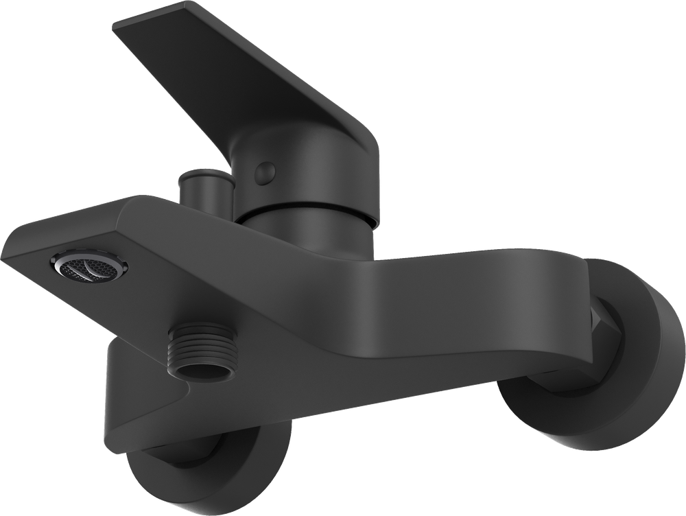 Смеситель для ванны с душем STWORKI Эстфолл S44100BK + Душевой гарнитур Ольборг S20190BK, матовый черный