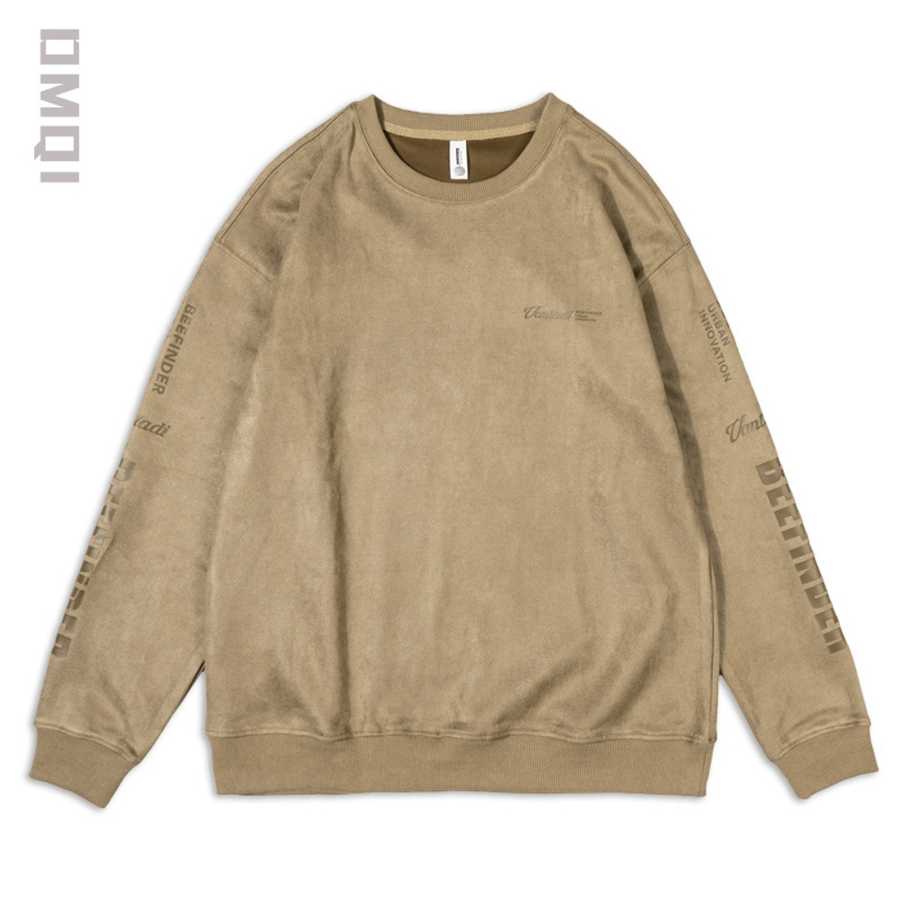 Мужская толстовка в американском ретро-стиле на весну и осень, очень большая, на флисовой подкладке, без капюшона, с длинным рукавом, в стиле Чжуншань.