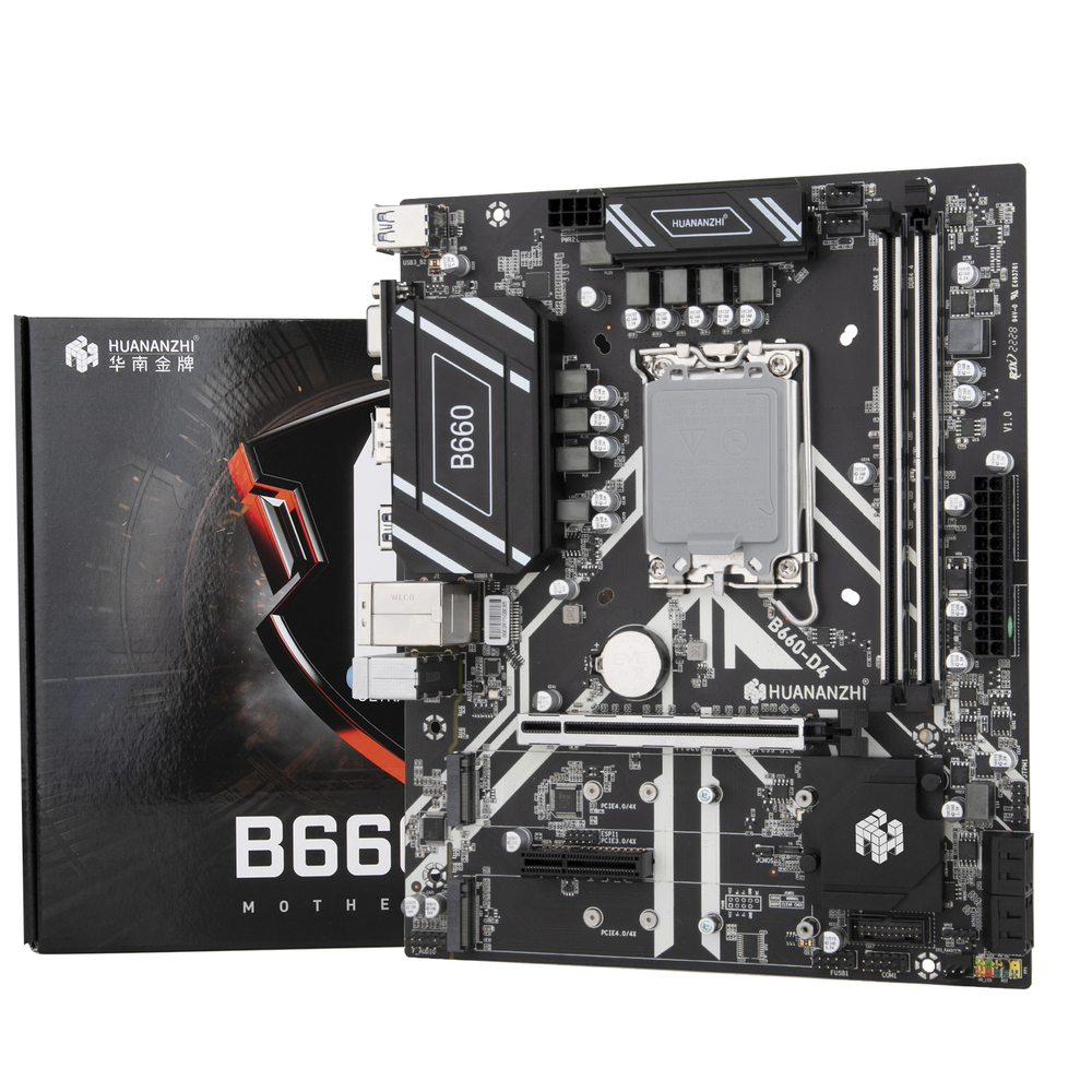 Материнская плата HUANANZHI B660-D4, Socket1700, mATX, Retail, 2xDDR4, PCIe5.0, 2xM.2, GLAN, 4xUSB2, 6xUSB3, VGA, HDMI, DP (HNZ-B660-D4)
