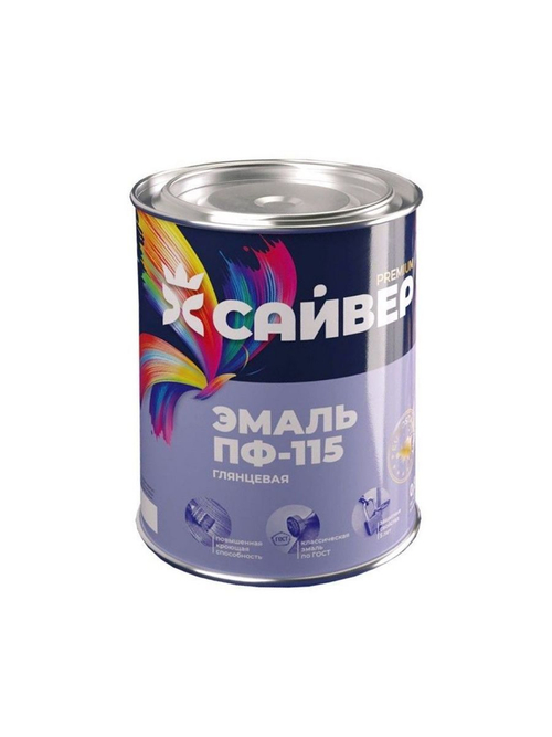 Эмаль ПФ-115 0,8кг серая "Сайвер"