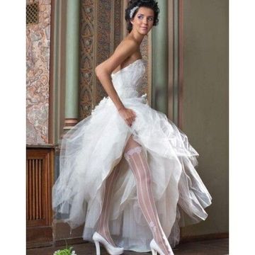 Колготки женские с узорами, белые CARIBE 20, S/M