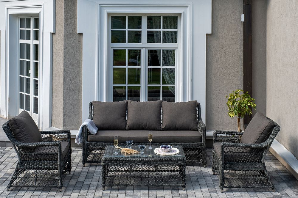 "Гранд Латте" лаунж-зона из искусственного ротанга, цвет графит