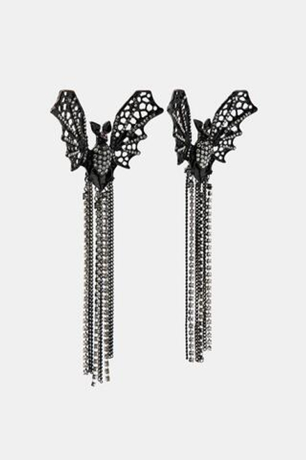 ZARA СЕРЬГИ «ЛЕТУЧИЕ МЫШИ» СО СТРАЗАМИ, ЧЕРНЫЙ