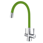 LM3075C-Green COMFORT Смес-ль для кух, с гибк излив, с подключ к фильт питьевой воды, хром/зелены