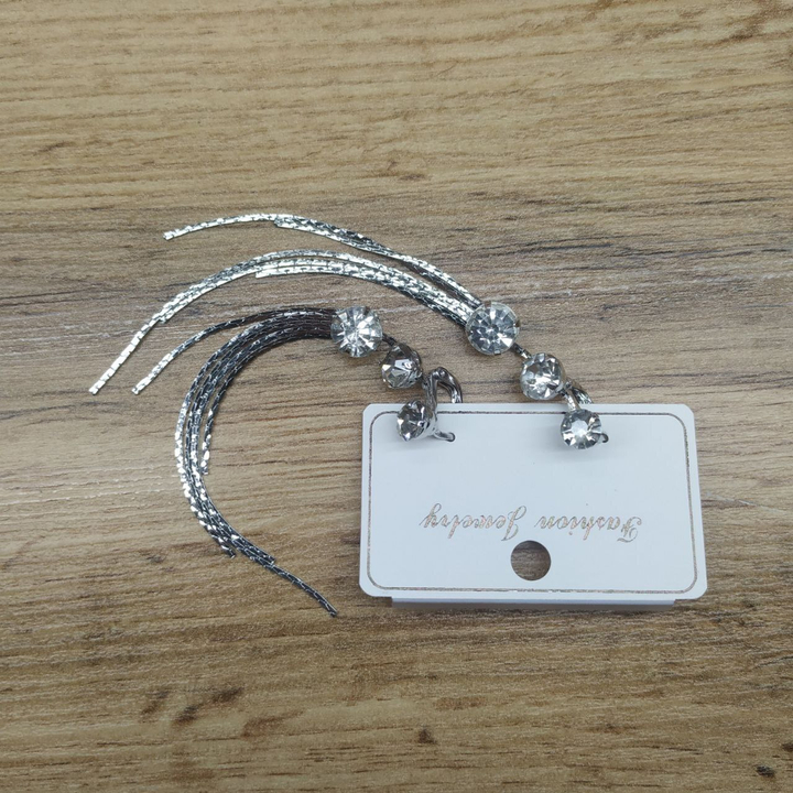 Серьги англ.заст. Bogema 3 круга на увеличение цепочки жгутики металл серебристый