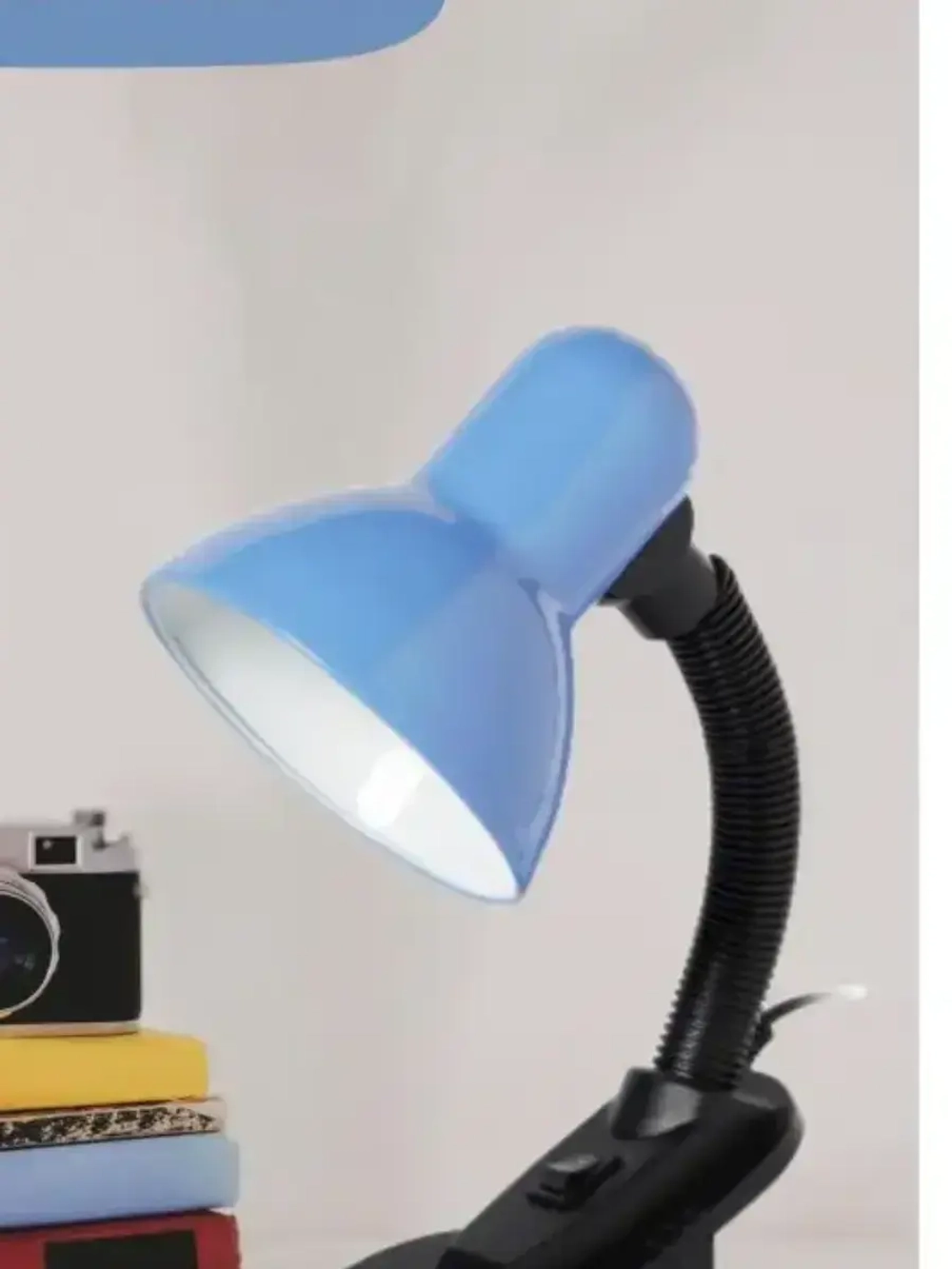 Светильник настольный Е27 LEEK TL-108 BLACK голубой прищепка пакет (36)