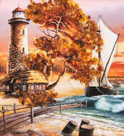 AMB-03/64 Картина «Красота природы» (с янтарной крошкой) H-32см