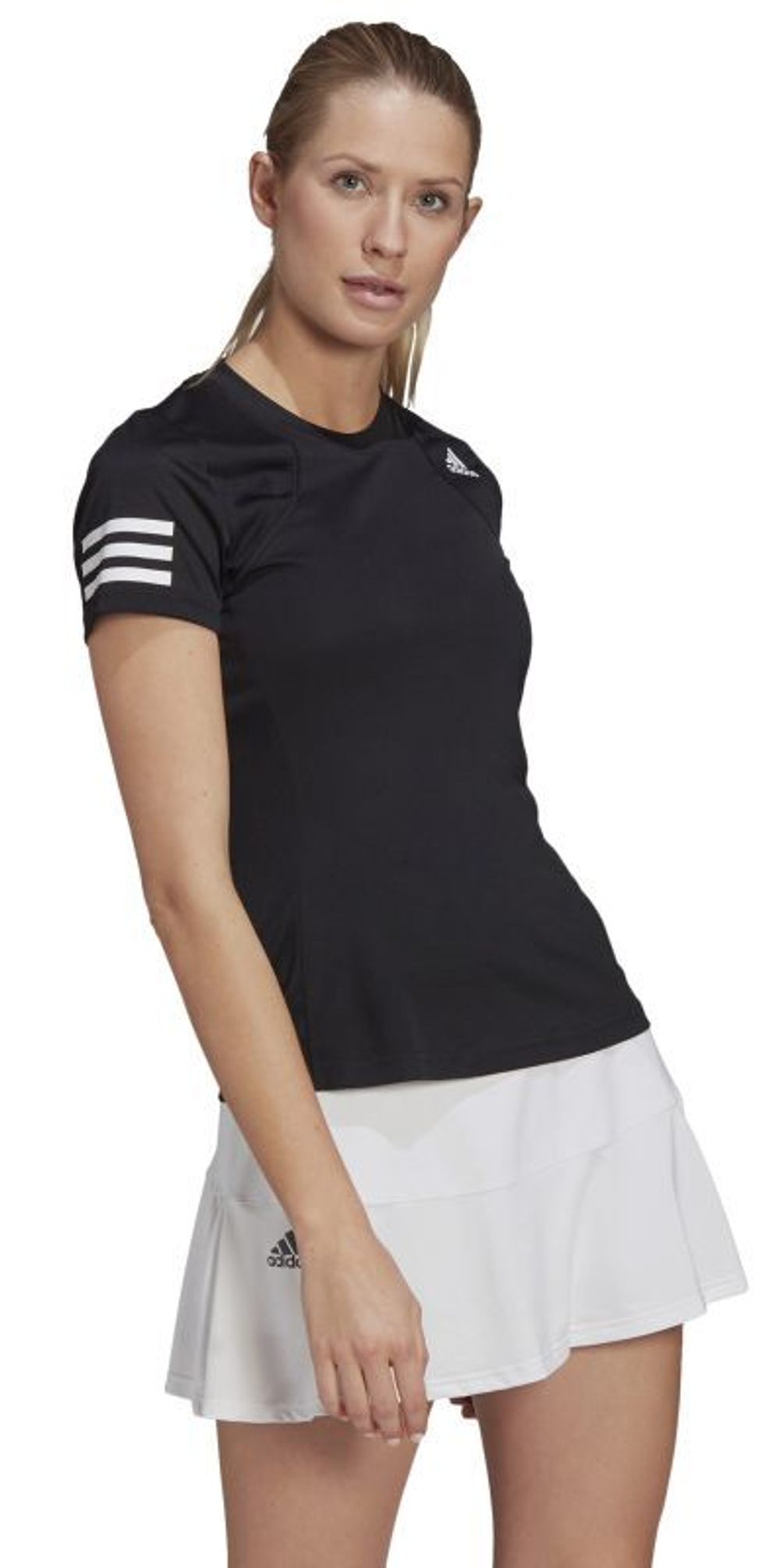 Женская теннисная футболка Adidas Primegreen Aeroready Club Tee - black/white