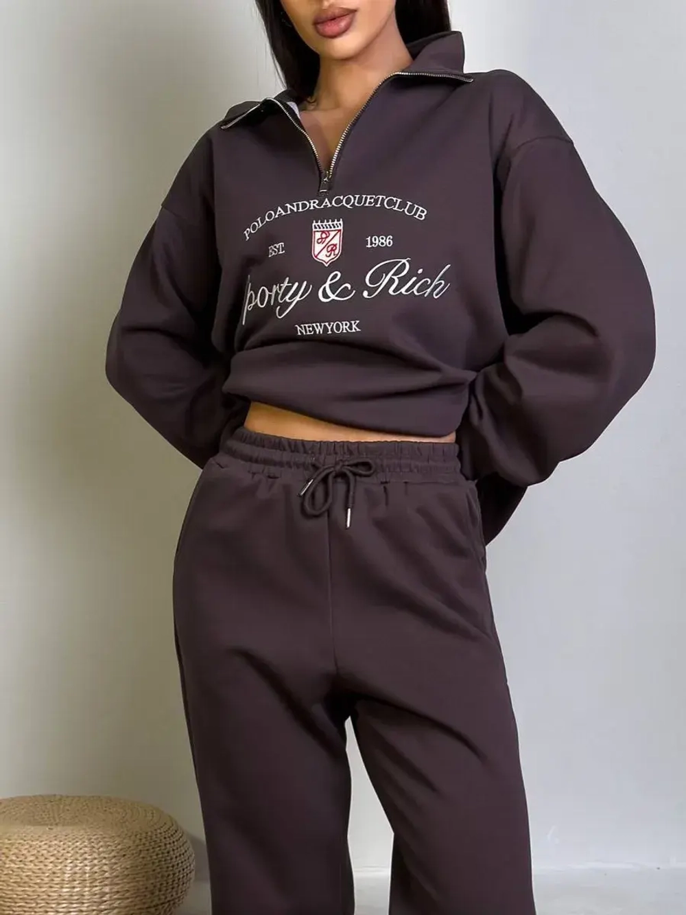Женский спортивный костюм oversize, трикотаж без начеса