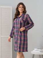 Туника Д-119/клетка-баклажан