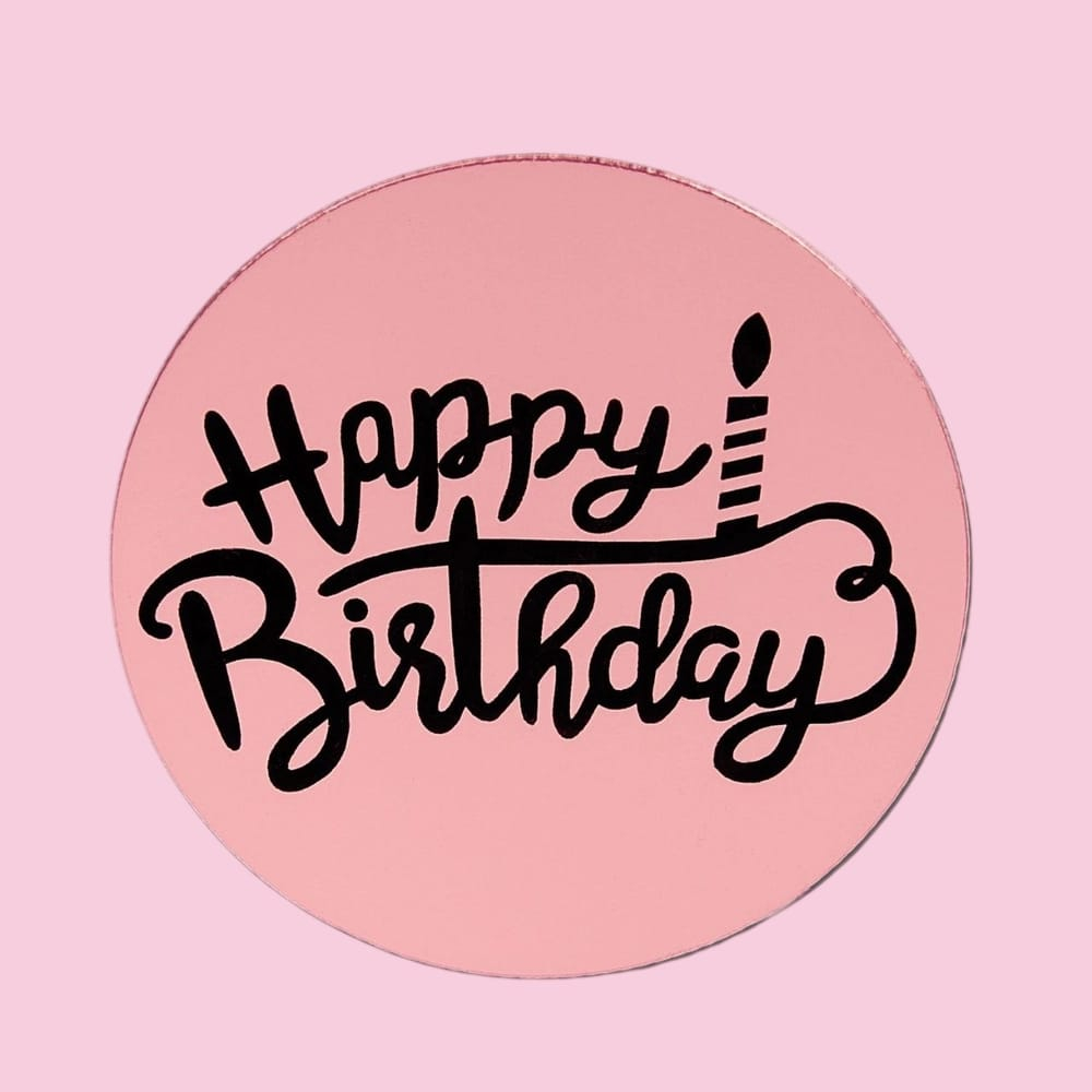 Медальон круглый акриловый Happy Birthday розовое золото со свечой, 1 шт