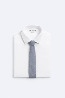 ZARA ГАЛСТУК ИЗ РЕЛЬЕФНОЙ ТКАНИ, СИНИЙ