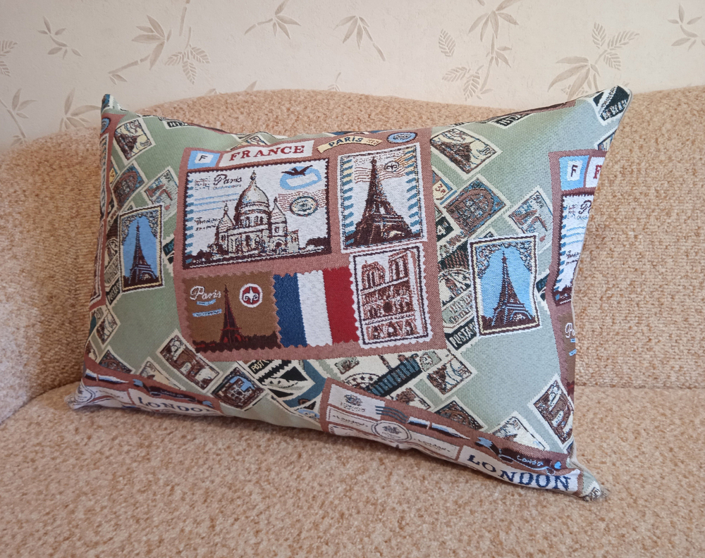 Декоративная гобеленовая наволочка для интерьерной подушки Путешествие 68х47