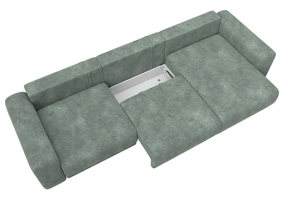 Диван угловой Лига-056 НПБ Лонг угол универсальный ВЕЛЮР BRUT 08 зеленый