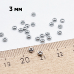Бусина, цвет серебро (родий), размер 3*1,5 мм, цена за 10 шт