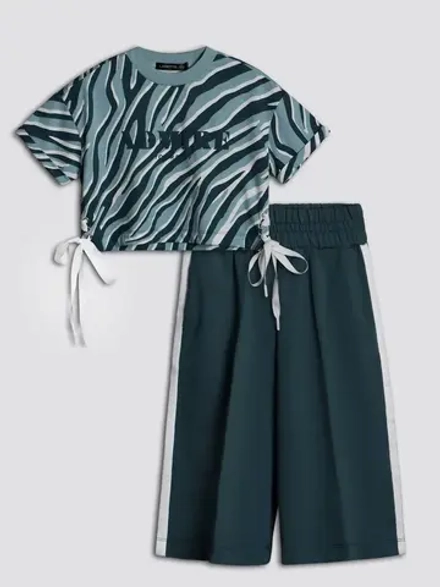 Летний костюм для девочки, футболка и кюлоты