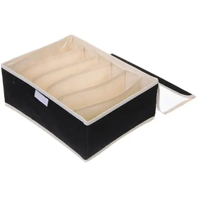 Кофр - органайзер для хранения вещей с прозрачной крышкой «УЮТДОМА», цвет черный, 6 отделений, 32*23*12см