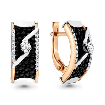 942111к Серьги из Золота с бриллиантами, кожами из коллекции "Скат"