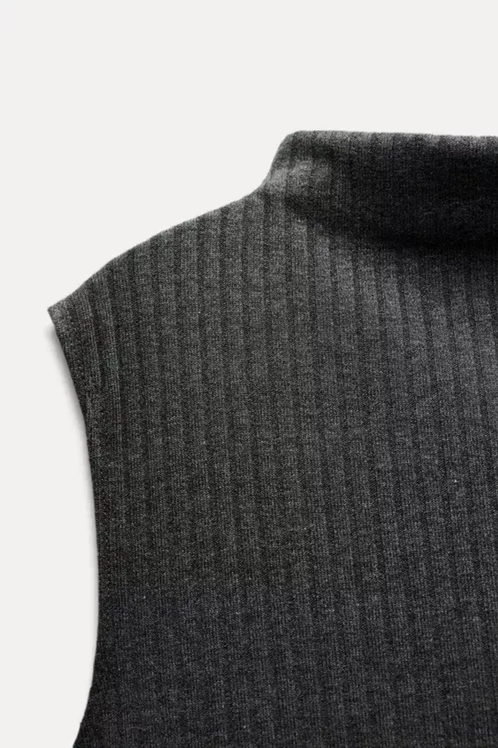 ZARA ТОП В РУБЧИК С ПОЯСОМ, СЕРЫЙ С МЕЛАНЖЕВЫМ ЭФФЕКТОМ