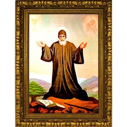 Шарбель Святой священник и монах. Ростовая икона на холсте.