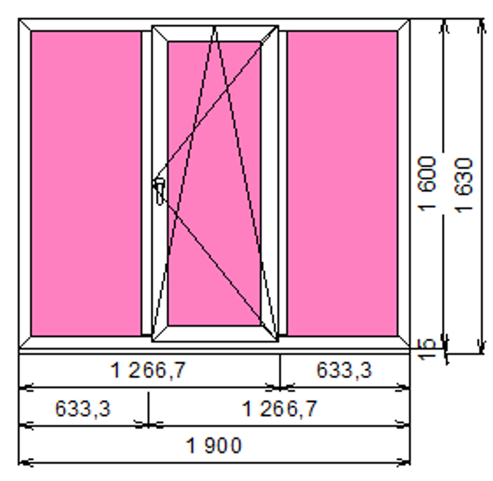 Пластиковое окно 1600 х 1900 ТермА Эко