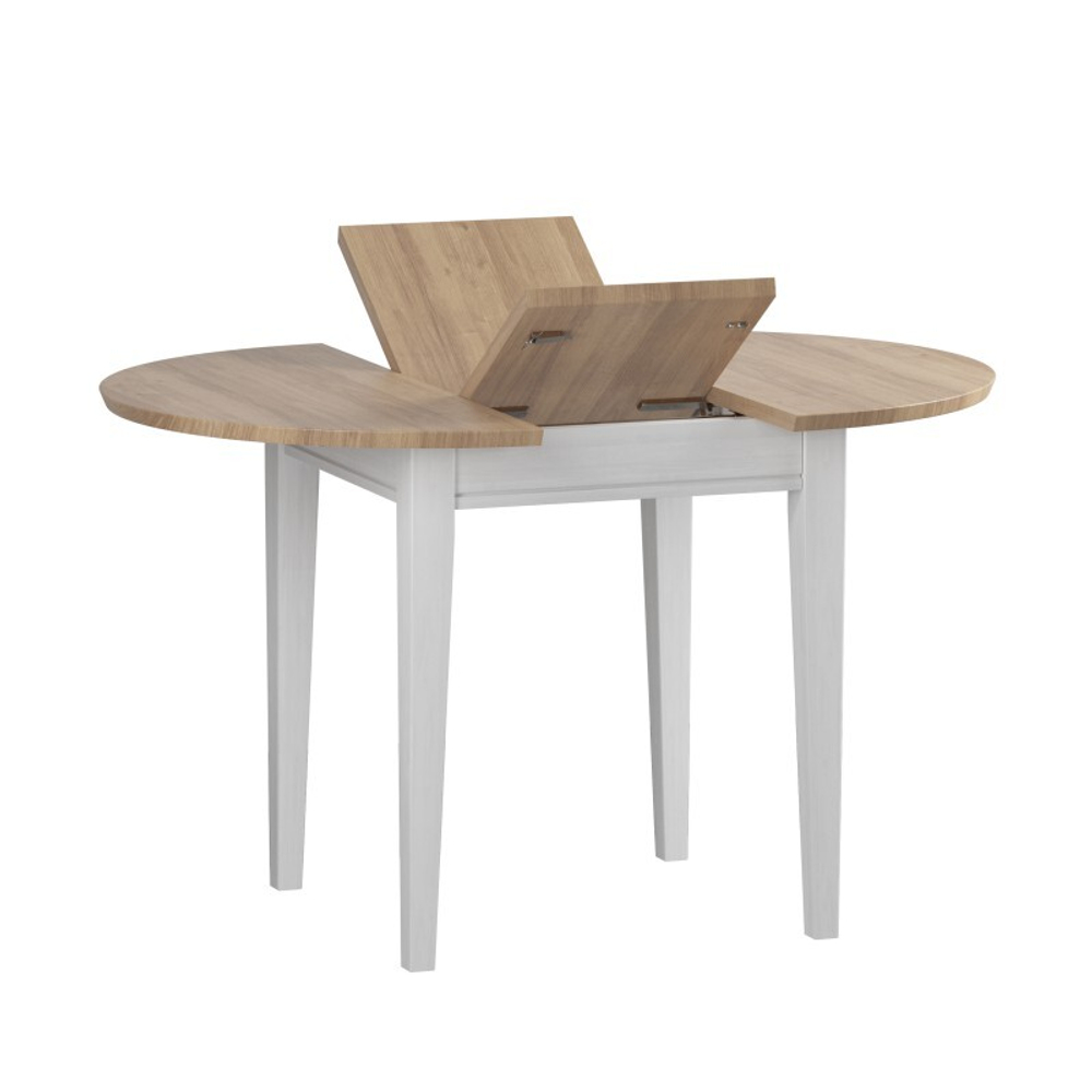 Стол обеденный раскладной «Форест»/«Сканди» 90/125 белый воск/антик 42125