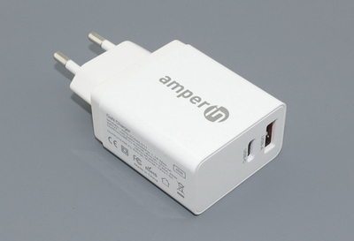 Блок питания (сетевой адаптер) Amperin USB-A, USB-C (YDS-TC045-011PK) 45W, white