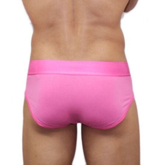 Мужские трусы Calvin Klein брифы розовые с розовой резинкой CK00453