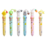 Ручка шариковая, автоматическая, 10в1, Basir, серия "Животные", 10-ти цветная, с резиновой фигуркой, 36 шт