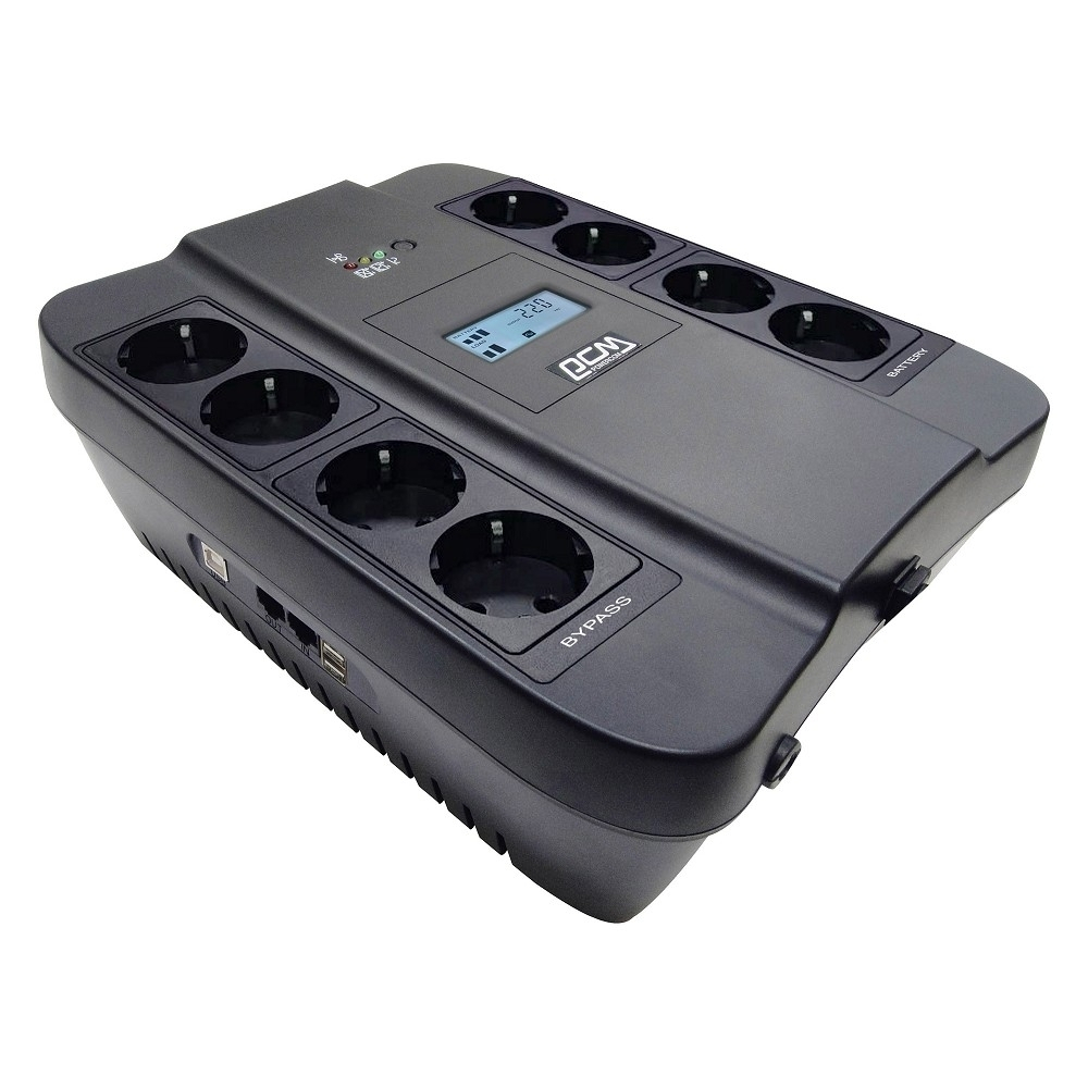PowerCom Spider SPD-550U LCD USB ИБП {Line-Interactive, 550VA / 330W, 8xEURO: 4 с резервным питанием, 4 с фильтрацией, USB/USB-порт зарядки 2.4 А} (1456259)