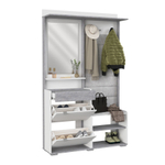 Прихожая с вешалкой и обувницей Белое сияние/Цемент светлый Акцент №4 120х32х196 см