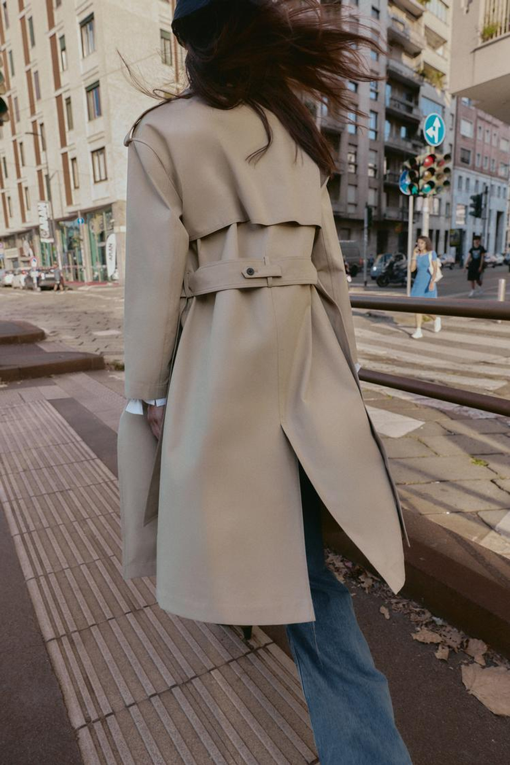 ZARA ДЛИННЫЙ ТРЕНЧ С ПОЯСОМ, РЫЖЕВАТО-КОРИЧНЕВЫЙ