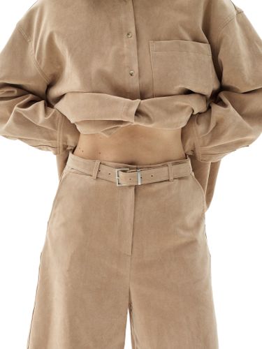 Бежевые шорты из эко-замши