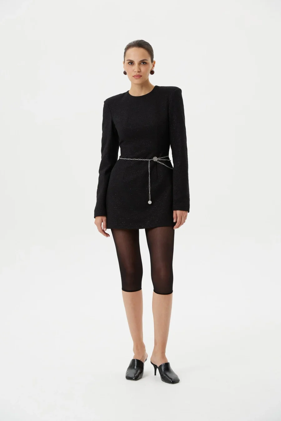 Платье с плечиками,Черный