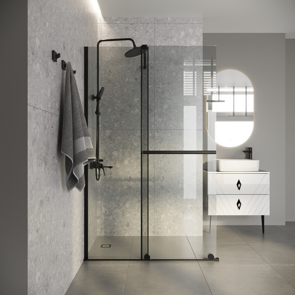 Душевая перегородка Niagara Nova NG-671-12BLACK (120х200) черный матовый,раздвижная,стекло прозрачное,1 место