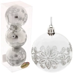 Новогодние шары 7см (набор 3 шт) «Павлиний хвост», серебро