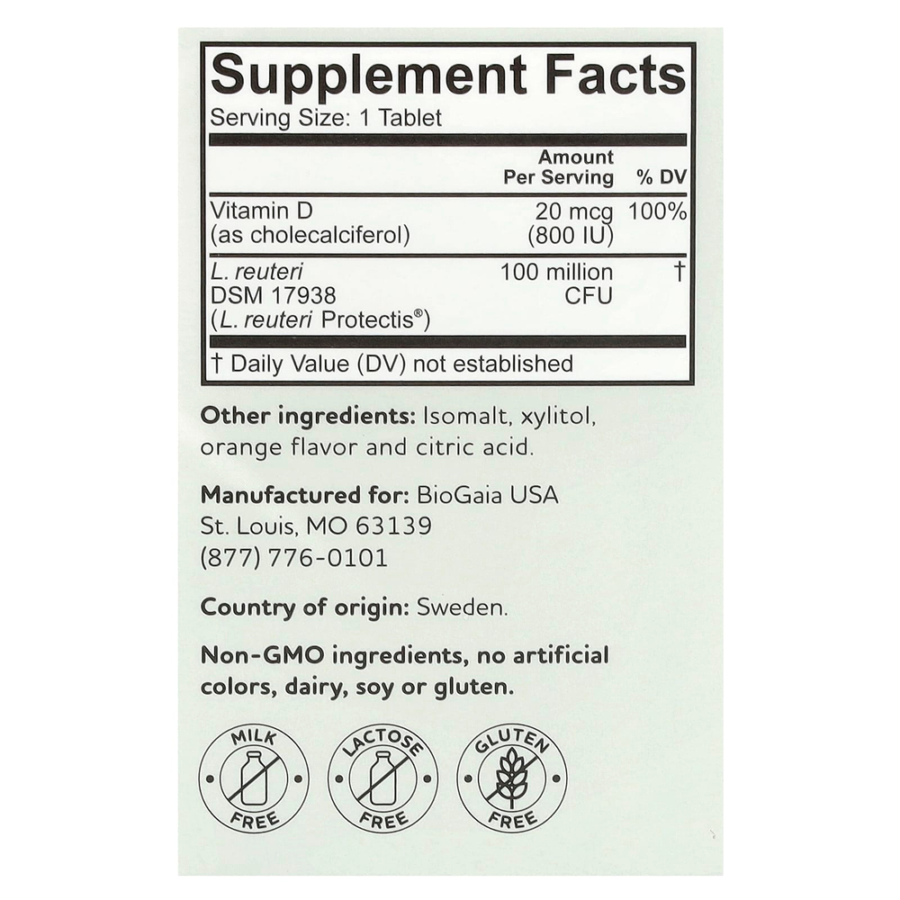 BioGaia, Protectis Kids, Immune Active, вкус апельсина, 30 жевательных таблеток с пробиотиками