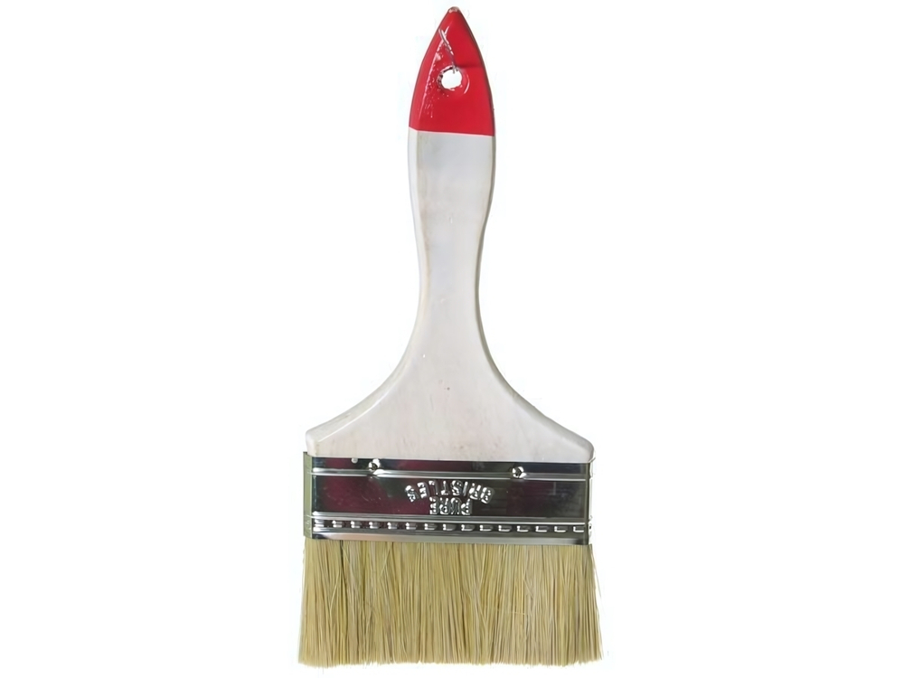 Кисть малярная плоская 100мм 4" натуральная щетина, деревянная ручка