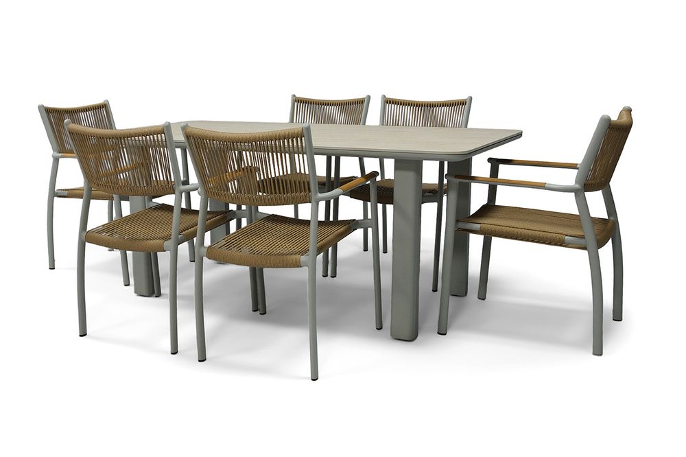 "Витория" обеденная группа плетеная, цвет соломенный