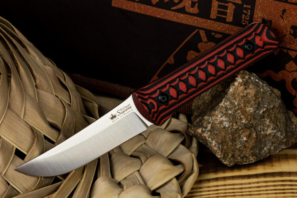 Нож Kizlyar Supreme STREAM N690 SW G10-BRH KS (StoneWash, G10 Black-Red Handle, Kydex Sheath)