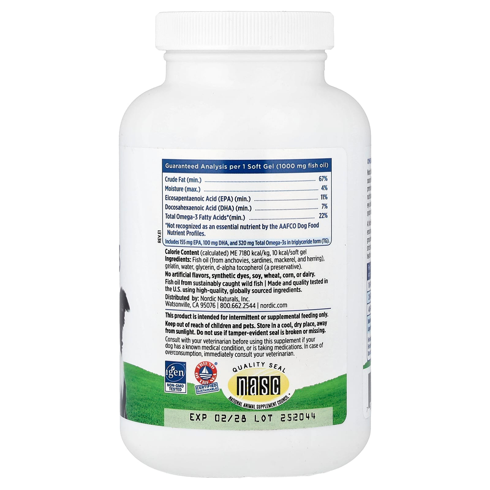 Nordic Naturals, Omega-3 Pet™, для собак, 180 капсул