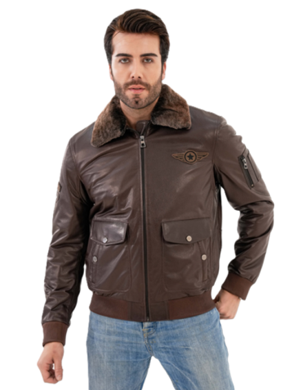 KHIMEONE Мужская кожаная демисезонная куртка (натуральная кожа, овчина)