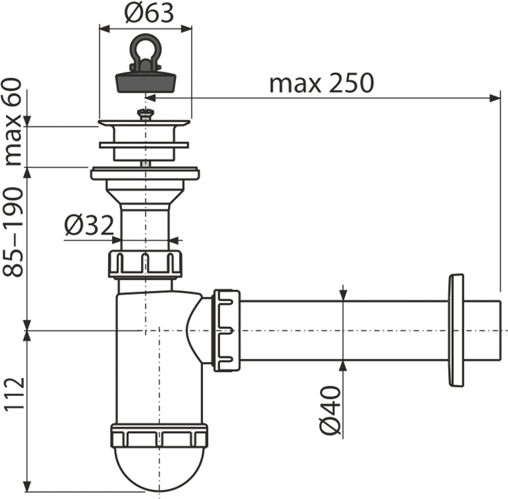 Сифон для умывальника AlcaPlast A42