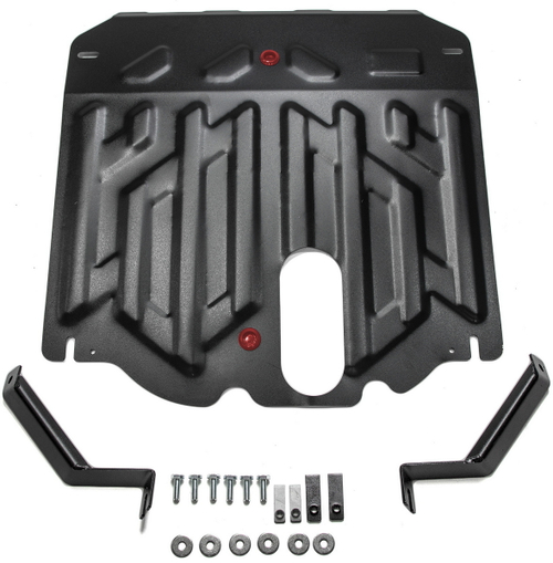 Защита картера и КПП АвтоБроня для Hyundai Grand Santa Fe (V - 2.2D; 3.3) 2013-2016/Hyundai Grand Santa Fe I рестайлинг (V - 2.2D) 2016-2018/Hyundai Santa Fe III (V - 2.2D; 2.4) 2012-2018/Hyundai Santa Fe Premium (V - 2.2D; 2.4) 2015-2016, штампованная, сталь 1.8 мм, с крепежом, 111.02341.1