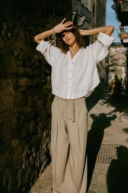 ZARA ШИРОКИЕ БРЮКИ С ПОЯСОМ, МЯГКИЙ КАШТАНОВЫЙ