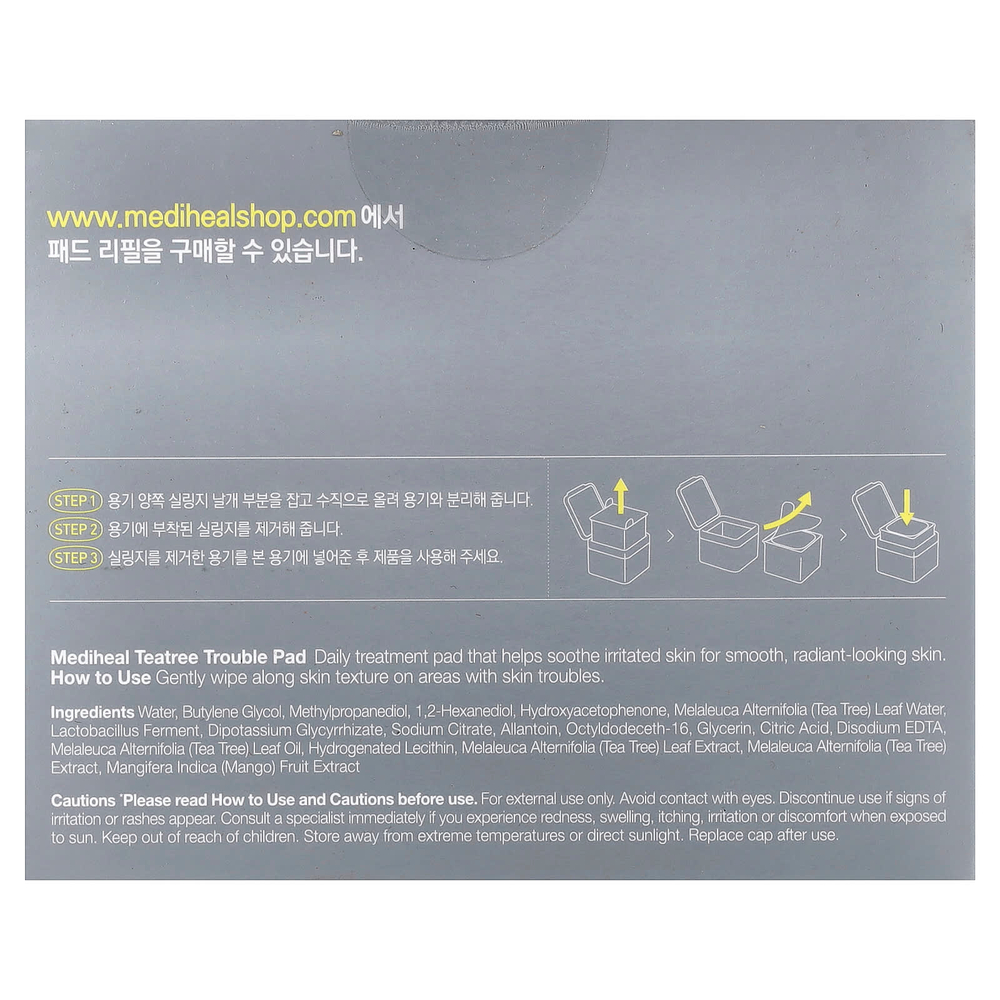MEDIHEAL, салфетки для проблемных участков кожи с чайным деревом, 100 салфеток, 170 мл (5,74 жидк. унции)