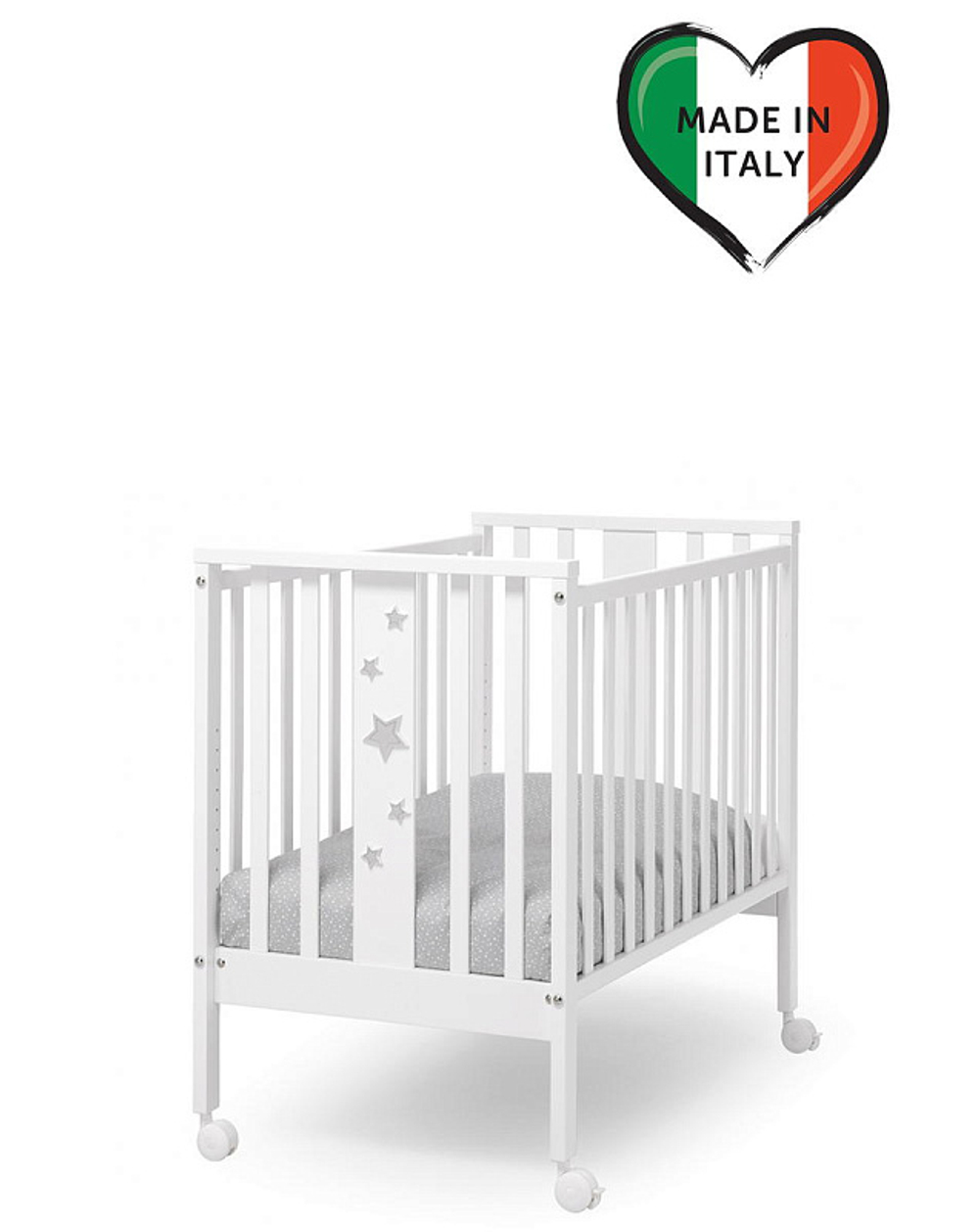 Детская кровать Erbesi Stellina 110х65,5 мини белый/серый