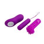 Лиловый вибратор MAGIC X20 с насадкой и пультом ДУ - 10 см. (Цвет: лиловый)