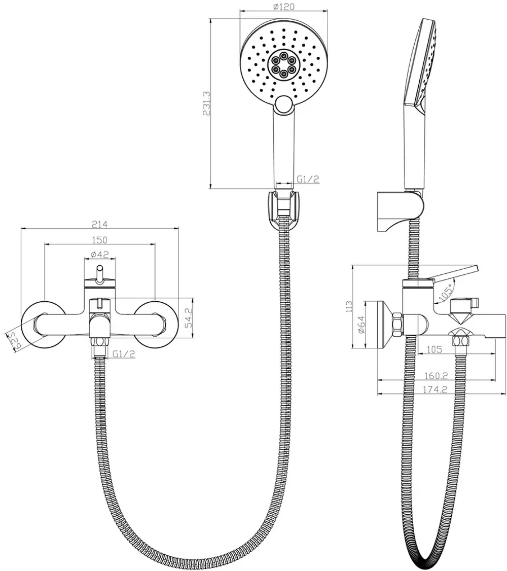 Смеситель Lemark Minima LM3814C для ванны