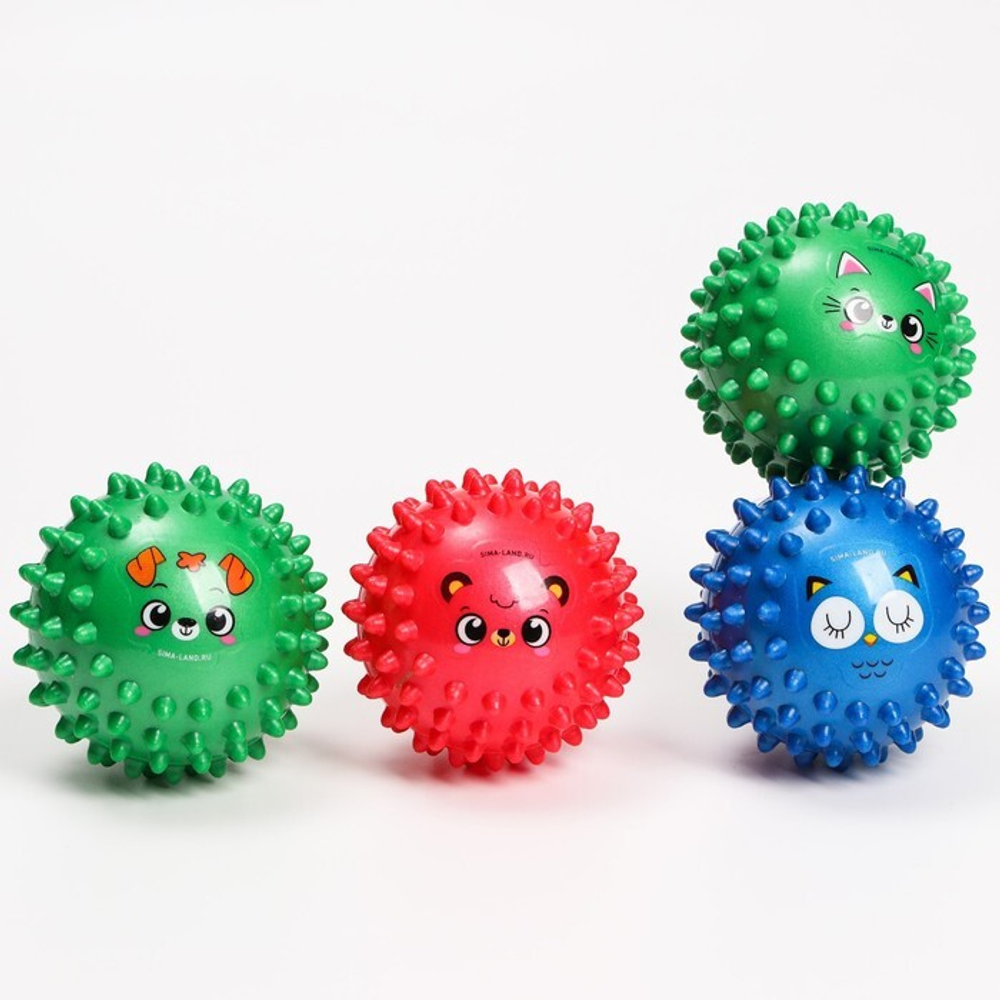 5239075 Развивающий массажный мячик «Тигрёнок», средней жёсткости, d=8 см, цвет МИКС